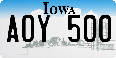 IA license plate AOY500