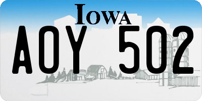 IA license plate AOY502