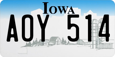 IA license plate AOY514