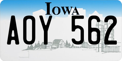 IA license plate AOY562