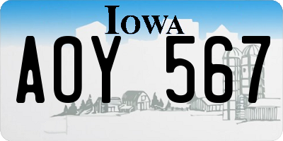 IA license plate AOY567