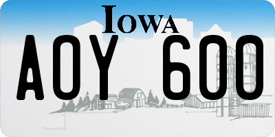 IA license plate AOY600