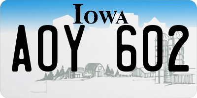 IA license plate AOY602