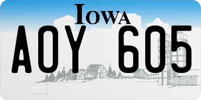 IA license plate AOY605