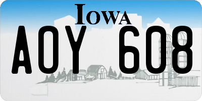IA license plate AOY608