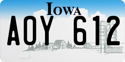 IA license plate AOY612