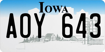 IA license plate AOY643