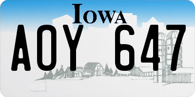 IA license plate AOY647