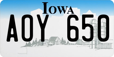 IA license plate AOY650