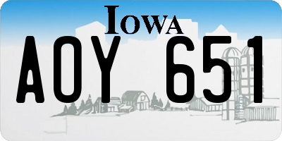 IA license plate AOY651