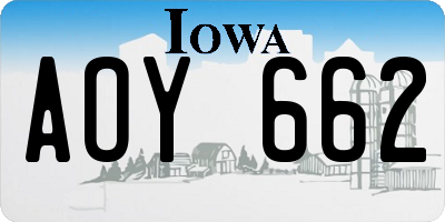 IA license plate AOY662
