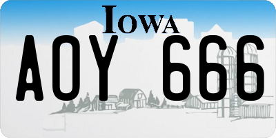 IA license plate AOY666