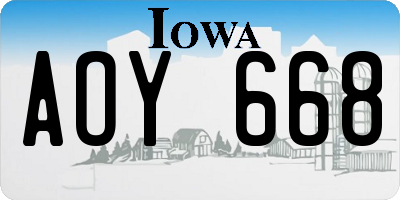 IA license plate AOY668