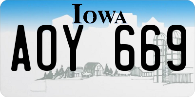 IA license plate AOY669