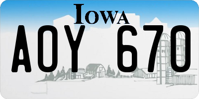 IA license plate AOY670