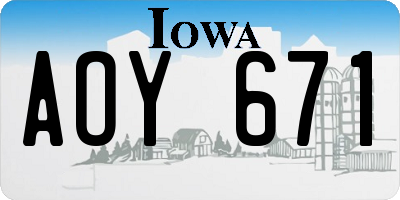 IA license plate AOY671