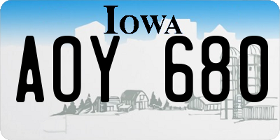 IA license plate AOY680