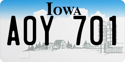 IA license plate AOY701