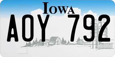 IA license plate AOY792