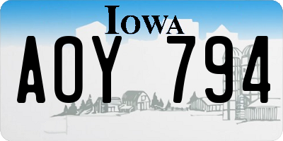 IA license plate AOY794