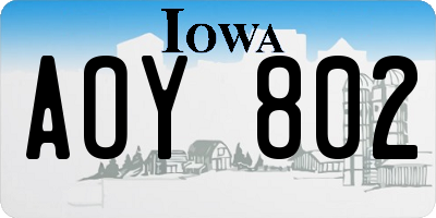 IA license plate AOY802