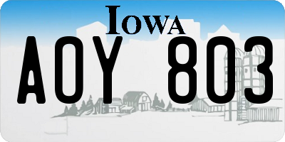 IA license plate AOY803
