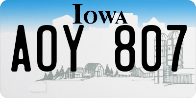 IA license plate AOY807