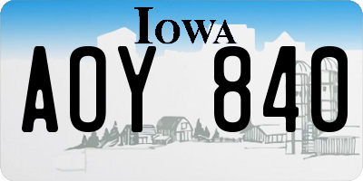 IA license plate AOY840