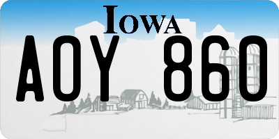 IA license plate AOY860