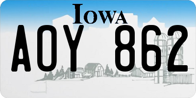 IA license plate AOY862