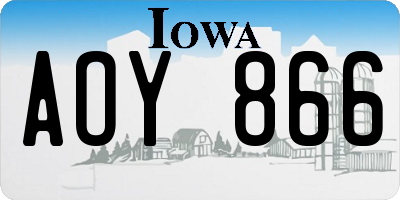 IA license plate AOY866