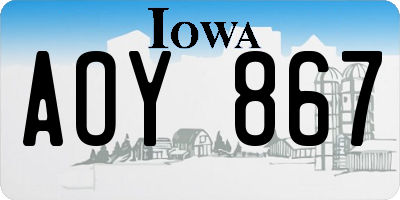 IA license plate AOY867