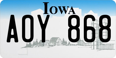 IA license plate AOY868
