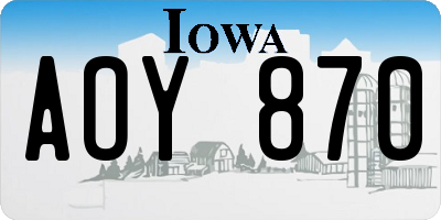 IA license plate AOY870