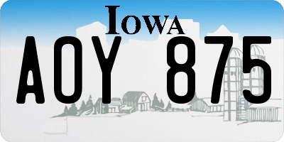 IA license plate AOY875