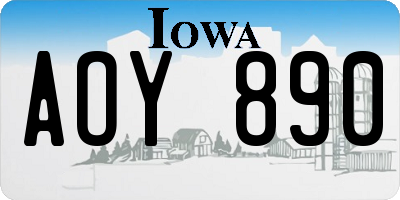 IA license plate AOY890