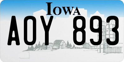 IA license plate AOY893