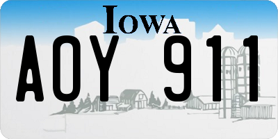 IA license plate AOY911