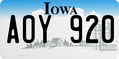 IA license plate AOY920