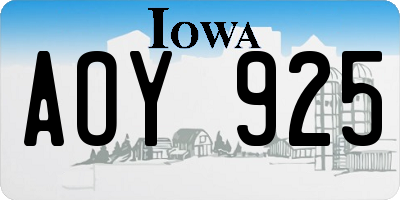 IA license plate AOY925