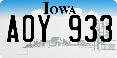 IA license plate AOY933