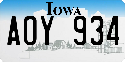 IA license plate AOY934