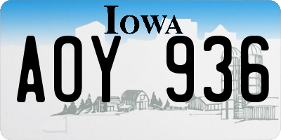 IA license plate AOY936