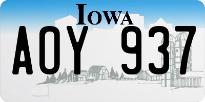 IA license plate AOY937