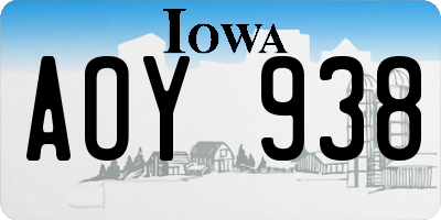 IA license plate AOY938