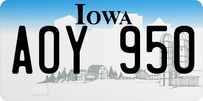 IA license plate AOY950