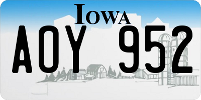 IA license plate AOY952
