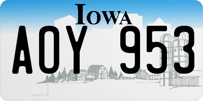 IA license plate AOY953