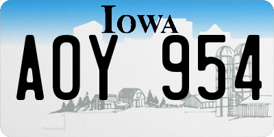 IA license plate AOY954