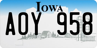 IA license plate AOY958